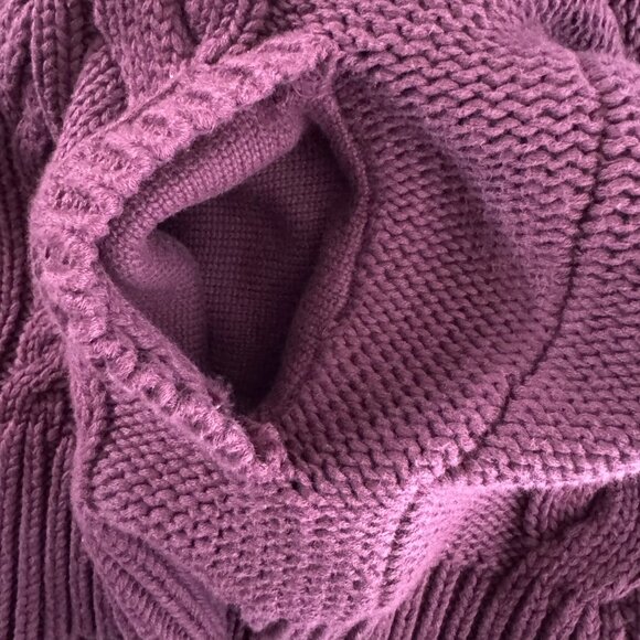 L.L. Bean Double L Mixed Cable Knit Sweater XSP Funnelneck Wine NWT FS-1396 - Picture 6 of 11